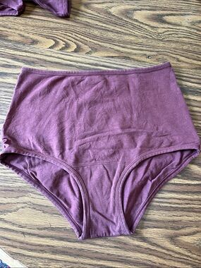 ARQ High Rise High Waist Organic Cotton Blend Undies Burgundy Comfy - Large